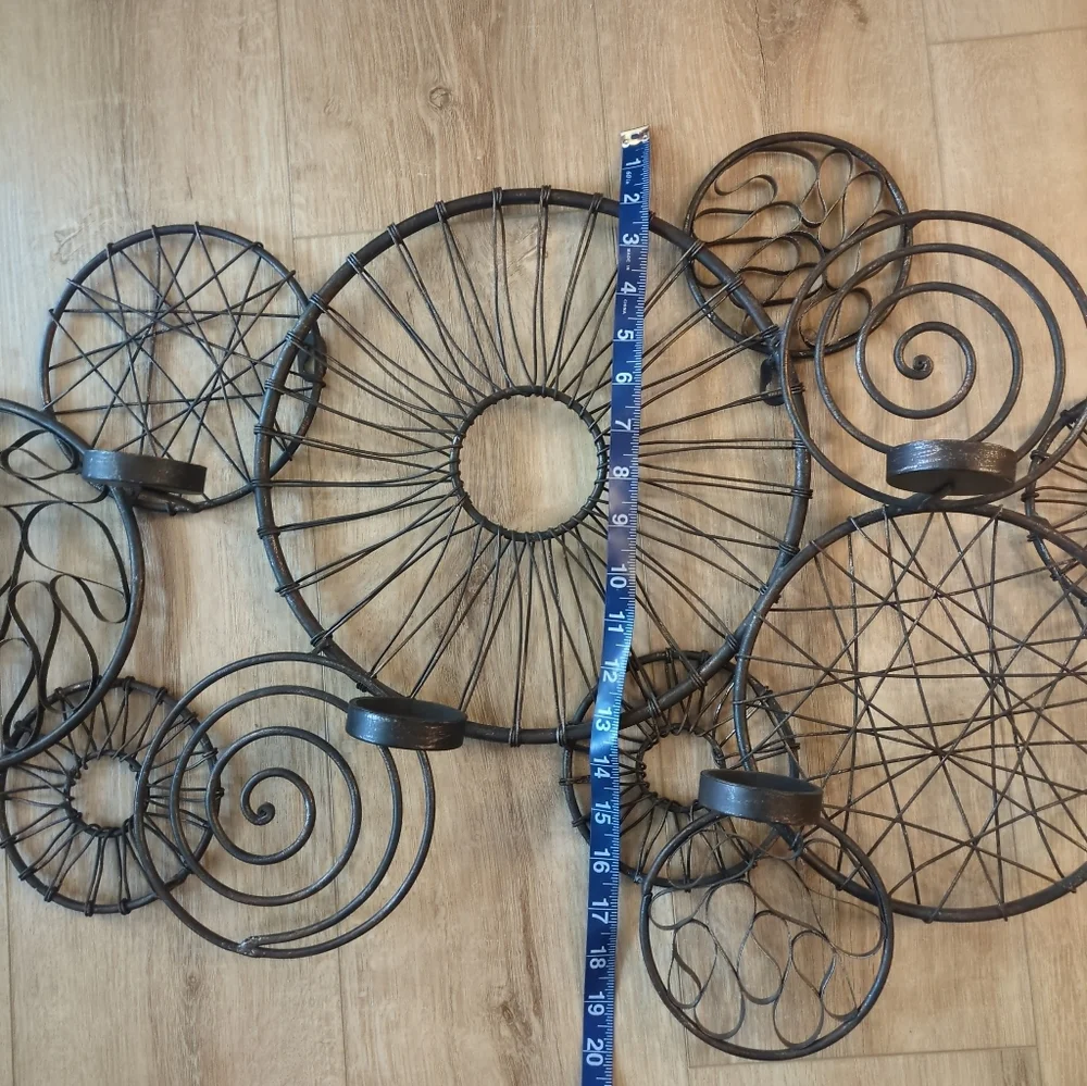 West Elm Spiral Circles Iron Wall 5-Votive Candle Holder Scones